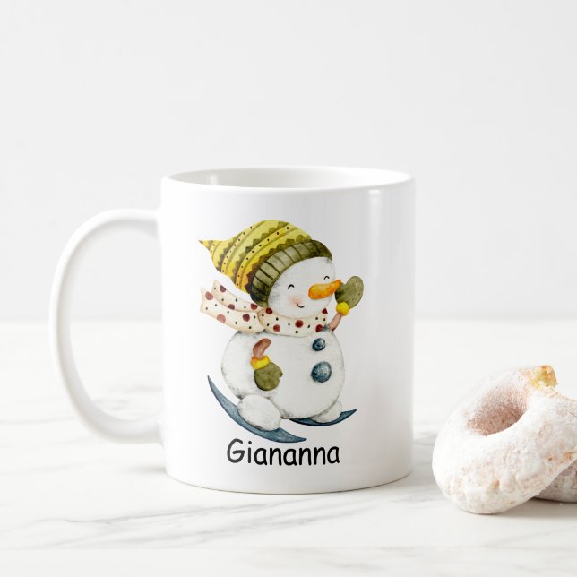 Personlig Snömannen Kaffe Mugg (Med munk)
