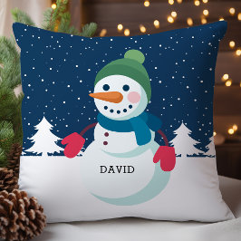 Personlig Snömannen Pojke Jul Kudde