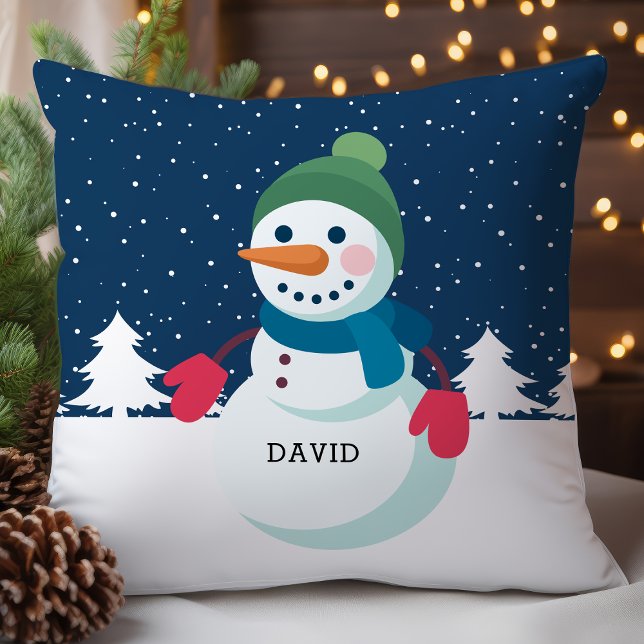 Personlig Snömannen Pojke Jul Kudde (Skapare uppladdad)
