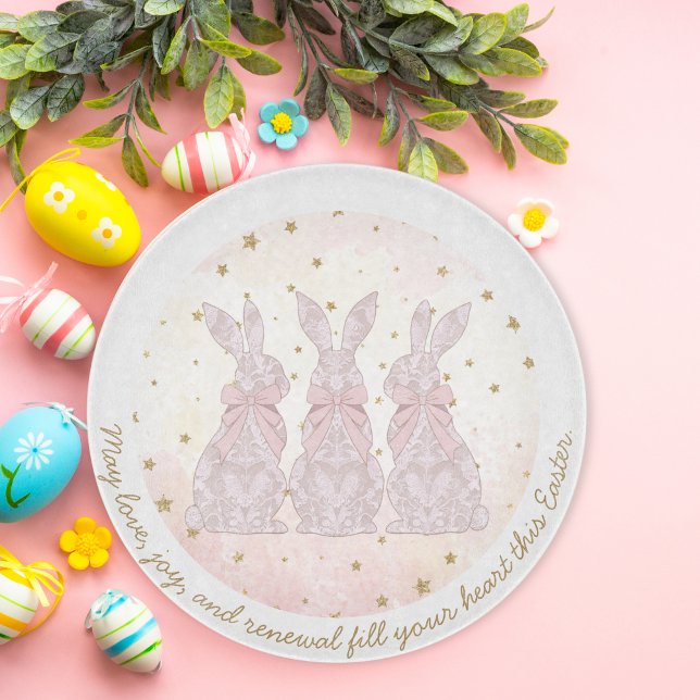 Personlig Snöre Bunny Påsk Glasskärl (Personalized Lace Bunny Easter Glass Cutting Board)