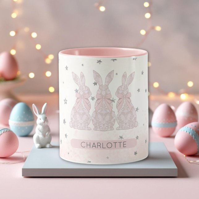 Personlig Snöre Bunny Påsk Mugg (Personalized Lace Bunny Easter Mug)