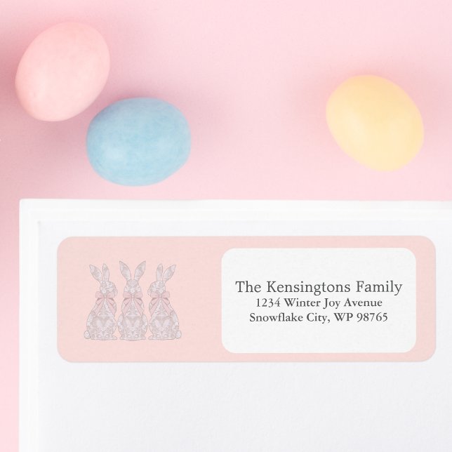 Personlig Snöre Bunny Påsk Returadress Etikett (Personalized Lace Bunny Easter Return Address Label)