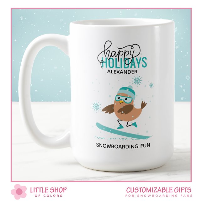 Personlig Snowboard Fågel Jul Kaffemugg (Skapare uppladdad)