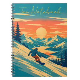 Personlig Snowboard Mountain Sunset Anpassat Namn Anteckningsbok