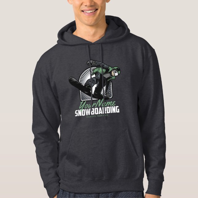 Personlig Snowboarding Snö Boarder Shredding Hoodie (Framsida)