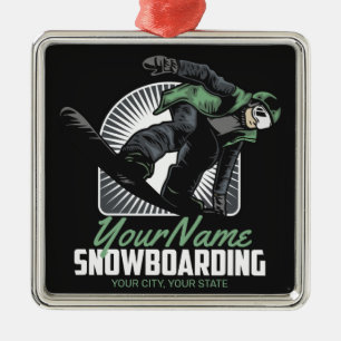 Personlig Snowboarding Snö Boarder Shredding Julgransprydnad Metall