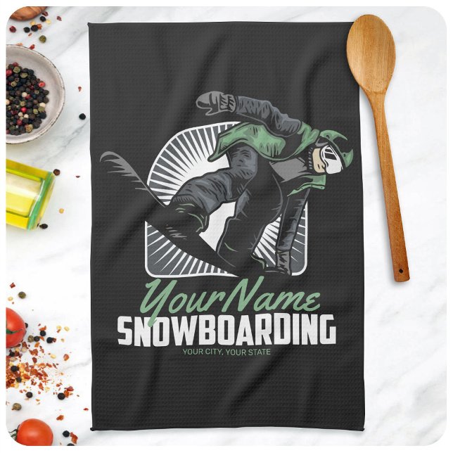 Personlig Snowboarding Snö Boarder Shredding Kökshandduk (Skapare uppladdad)
