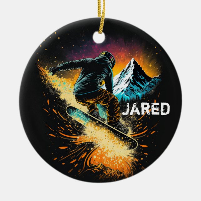 Personlig Snowboarding Winter Sports Julgransprydnad Keramik (Framsidan)