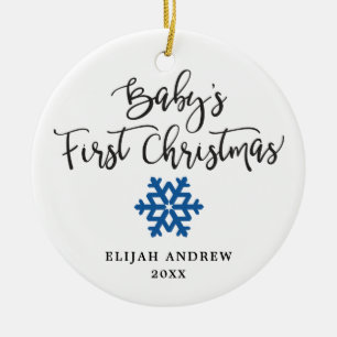 Personlig Snowflake Boy Baby Första jul Julgransprydnad Keramik