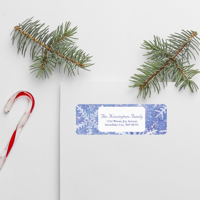 Personlig Snowflake Family Helgdag Mail-etikett Returadress Etikett (Personalized Snowflake Family Holiday Mail Label)