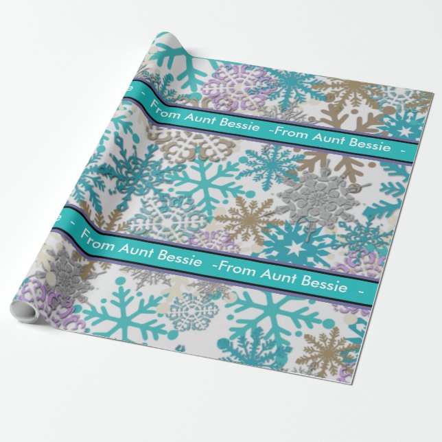 Personlig Snowflake Gift Wrap Presentpapper (Utrullad)