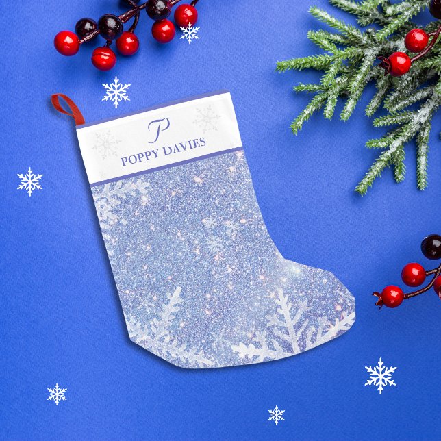 Personlig Snowflake-julklapp Liten Julstrumpa (Personalized Snowflake Christmas Stocking)