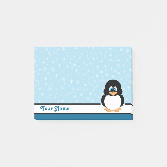 Personlig Snowflake Penguin Post-it® Notes Post-it Block (Framsida)