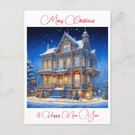 Personlig Snowy-julhuset Vykort