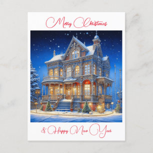Personlig Snowy-julhuset Vykort