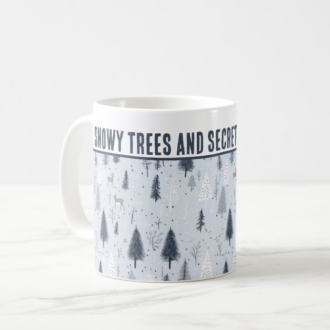 Personlig Snowy Träd och hemliga Hjortar Kaffemugg (Framsida vänster)