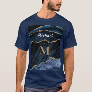 Personlig Snygg Bokstav Navyblå Guld T-Shirt