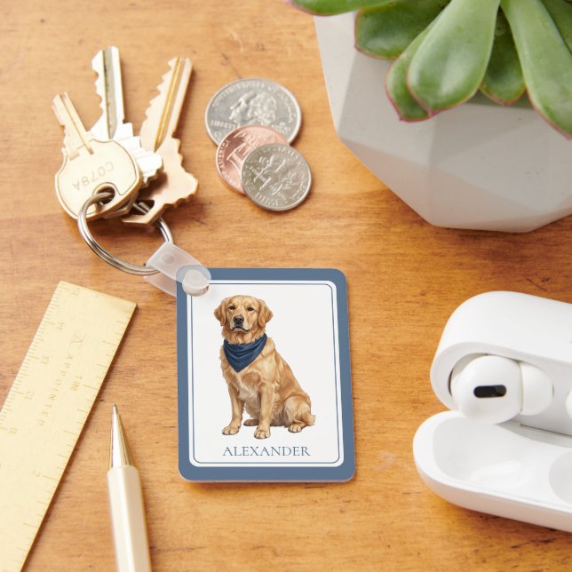 Personlig snygg Golden Retriever Nyckelring (Skrivbord)