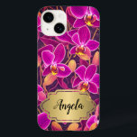 Personlig Snygg Lila Rosa Orchid Design<br><div class="desc">Snygg Lila Rosa Orchid-design med Faux Guld Namn Platt</div>