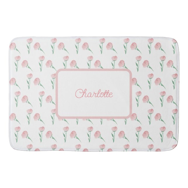 Personlig snygg och proper Peony placemat Badrumsmatta (Framsidan)