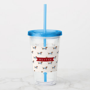 Personlig snygg och söt dachshund-mönster take away mugg