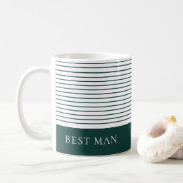 Personlig Snyggt Grönt White Stripe Best Man  Kaffemugg