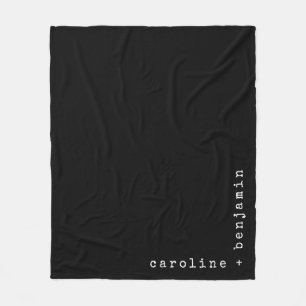 Personlig Snyggt Minimalist Par Namn Black Fleecefilt
