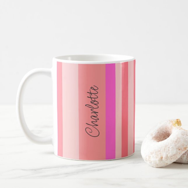 Personlig Snyggt Modern Rosa Rand Kaffemugg (Med munk)