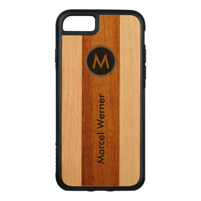 personlig snyggt monogram carved wood iPhone skal (Baksida)