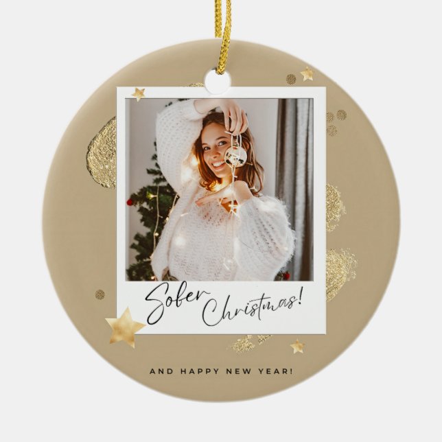 Personlig sober christmas julgransprydnad keramik (Framsidan)