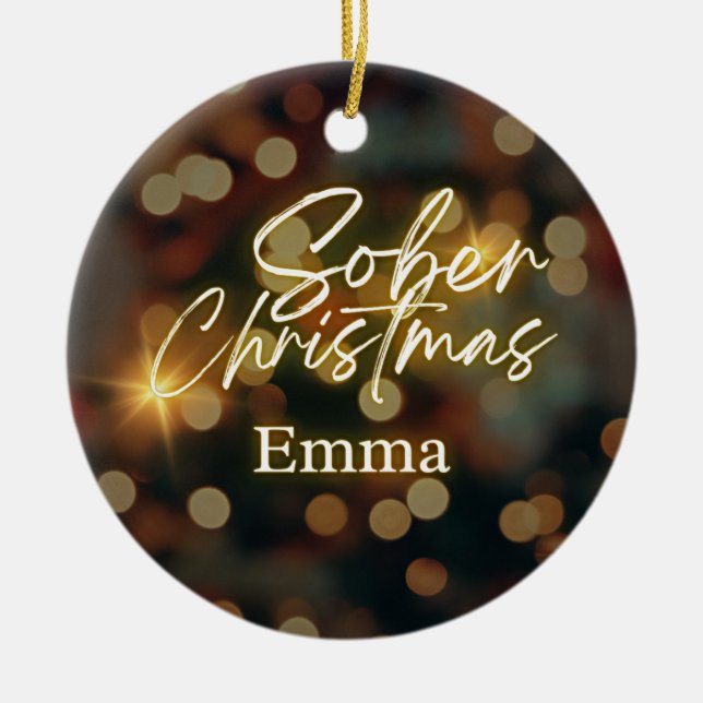 Personlig sober christmas julgransprydnad keramik (Framsidan)