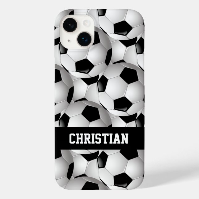 Personlig Soccer Ball Mönster Black White (Baksida)