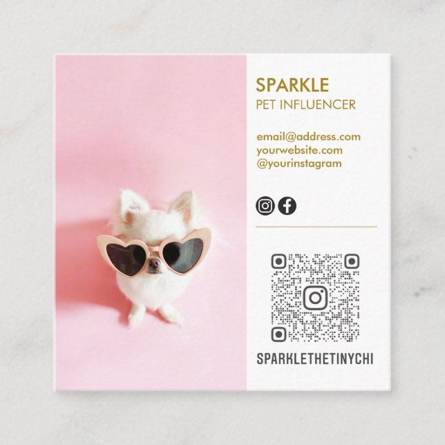 Personlig Social Media Dubbla Photo QR Fyrkantigt Visitkort (Framsida)