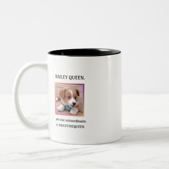 Personlig Social Media Insta Berömd Pet Photo Två-Tonad Mugg (Vänster)
