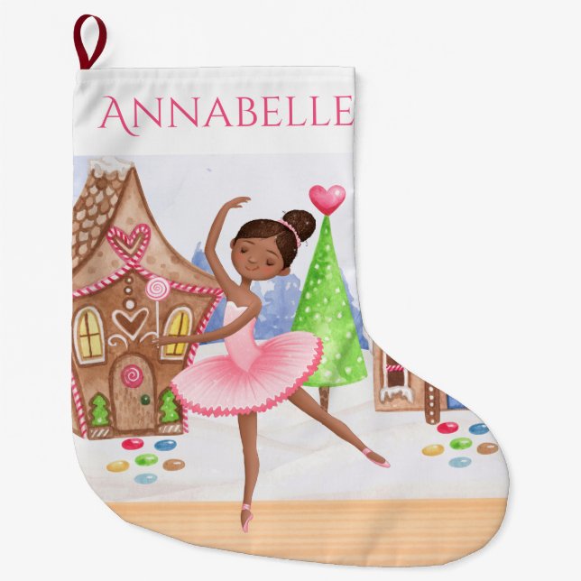 Personlig Socker Plum Fairy Ballet Nutcracker Stor Julstrumpa (Framsidan)