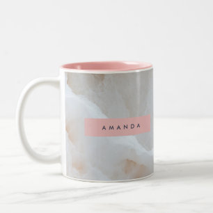 Personlig Soft Cream Onyx Marble Struktur Två-Tonad Mugg