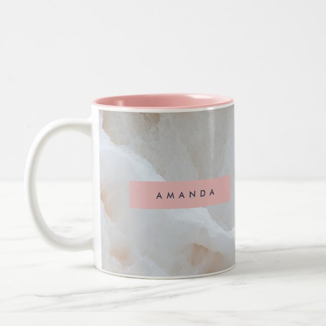 Personlig Soft Cream Onyx Marble Struktur Två-Tonad Mugg (Vänster)