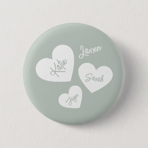 Personlig Soft Grönt Blue Mor Hearts Knapp