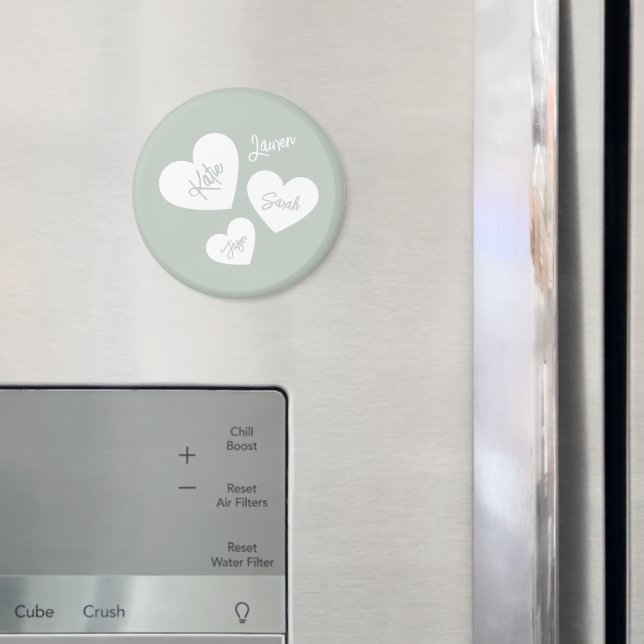 Personlig Soft Grönt Blue Mor Hearts Magnet (In Situ (Fridge))