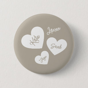 Personlig Soft Whisper Beige Mor Hearts Knapp
