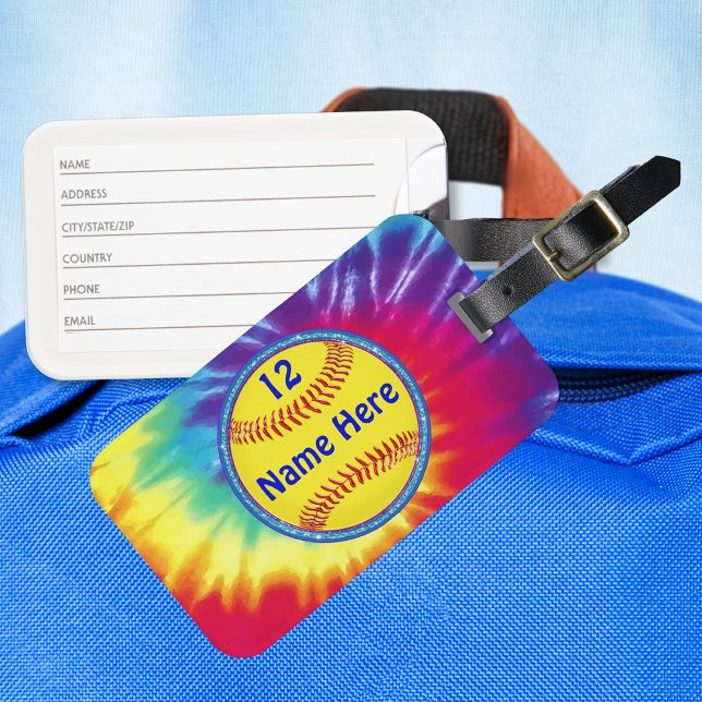 Personlig Softball Bag-Märkre eller bagagemärken Bagagebricka (Softball luggage tag. Softball bag tags. Custom softball bag tags. Gifts for Softball Players. Favor)
