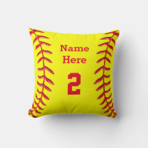 PERSONLIG Softball Dekorativ kudde NAMN och NUMBER