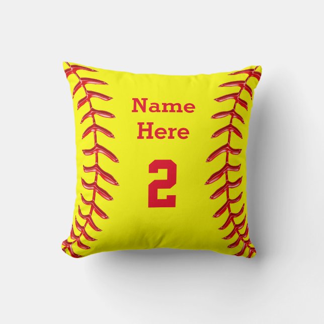 PERSONLIG Softball Dekorativ kudde NAMN och NUMBER (Framsida)