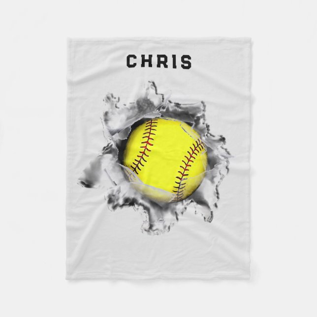 Personlig Softball Gift Fleecefilt (Framsidan)