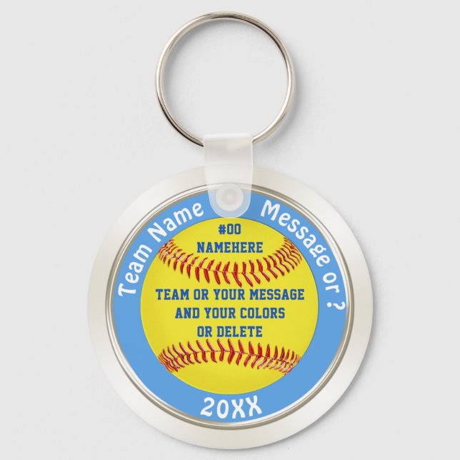 Personlig Softball Keychains Din text, FÄRG Nyckelring (Framsida)