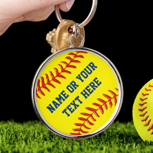 Personlig Softball Keychains i många stilar Rund Silverfärgad Nyckelring