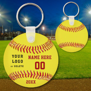 Personlig Softball Keychains (text och Logotyp) Nyckelring