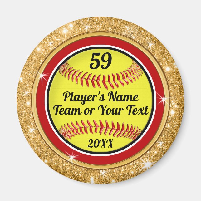 Personlig Softball Magnets in Bulk eller Buy One Magnet (Framsidan)