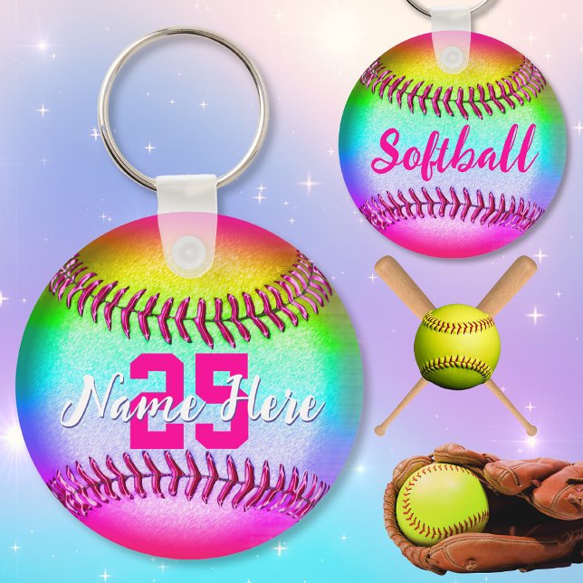 PERSONLIG Softball-nyckelkedjor, med Namn, nummer Nyckelring (Cheap softball gifts. Softball party favors. End of softball season gifts. Softball birthday Ideas.)