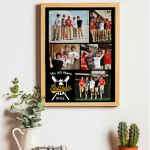 Personlig Softball Photo Collage Namn Team # Poster